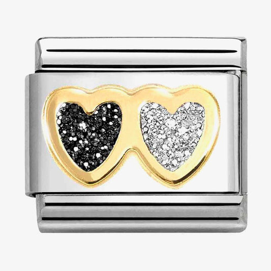Double Heart BLACK and SILVER