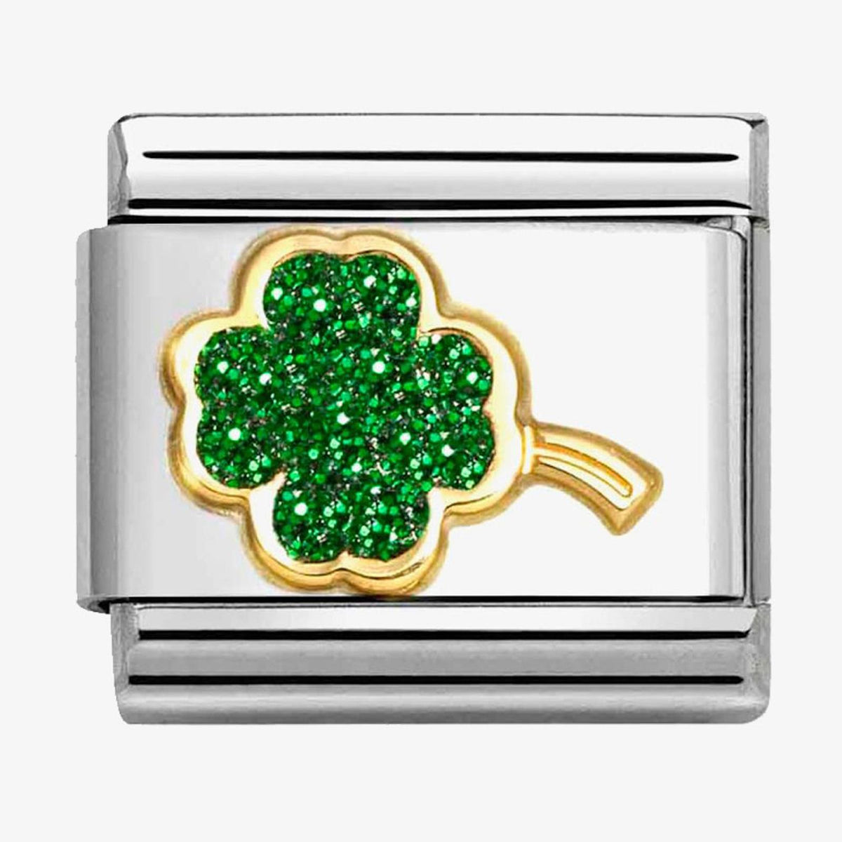 CLASSIC Green Glitter Four Leaf Clover Charm