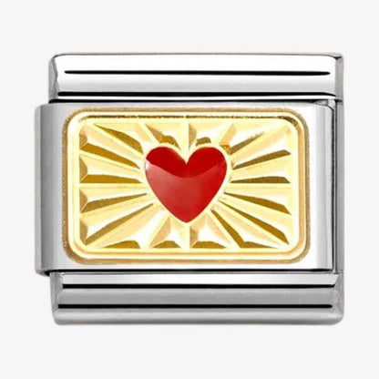 Nomination Diamond Gold with Red Heart Charm