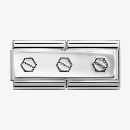 CLASSIC Double Engraved Triple Hexagonal Screws Charm
