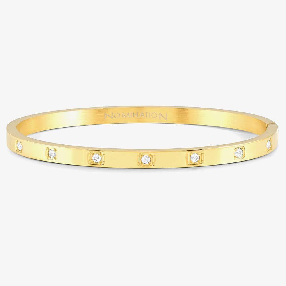 Pretty Bangles Gold Plated Half Set Cubic Zirconia Bangle Large