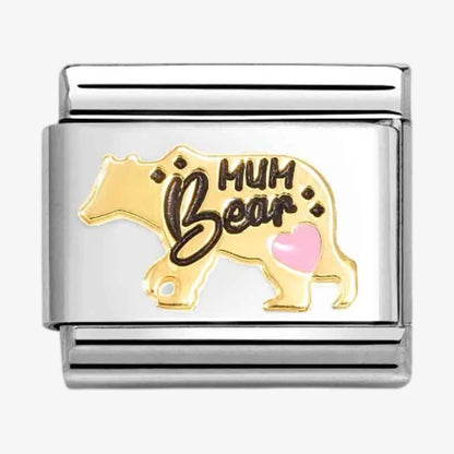 CLASSIC Mum Bear Pink Heart Charm