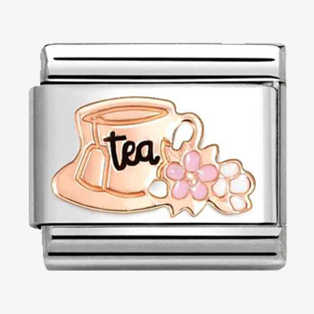 Classic Composable  Rose Gold Flower Tea Cup Charm