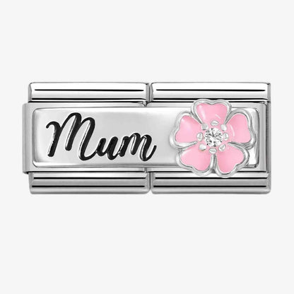 CLASSIC Mum With Pink Flower Double Charm