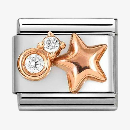 CLASSIC Rose Gold Cubic Zirconia Raised Star Charm