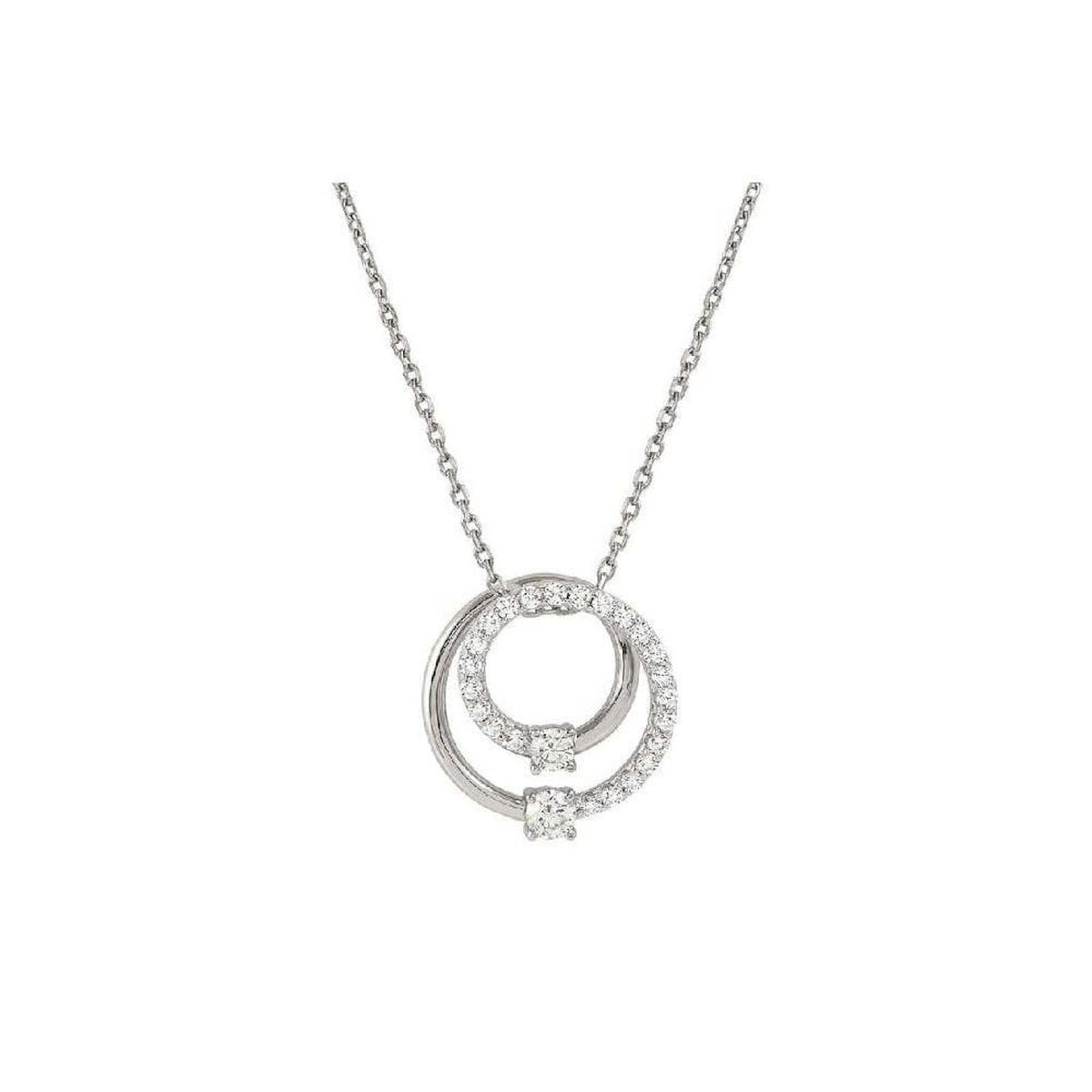 Cosmic Love Large Circle Necklace in Silver with CZ Pave