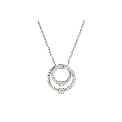 Cosmic Love Large Circle Necklace in Silver with CZ Pave