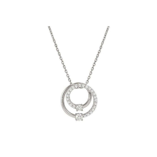 Cosmic Love Large Circle Necklace in Silver with CZ Pave