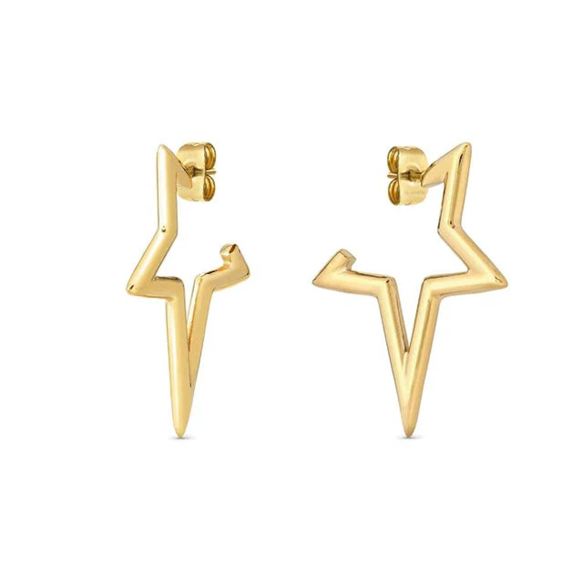 Ecclectica Star Shape Hoop Earrings in Gold Plate on Silver