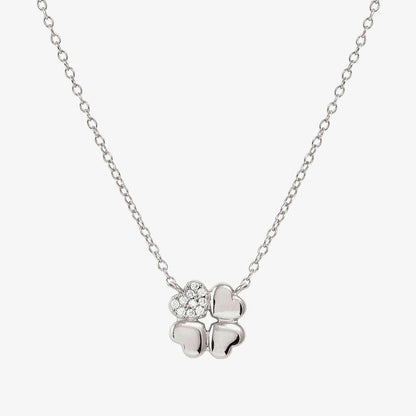 Petit Sparkle Silver Clover Necklace