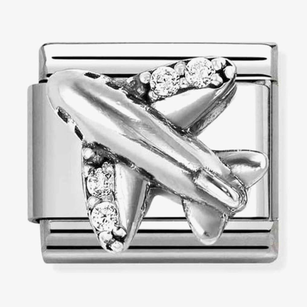 Classic Silver Cubic Zirconia Areoplane Charm