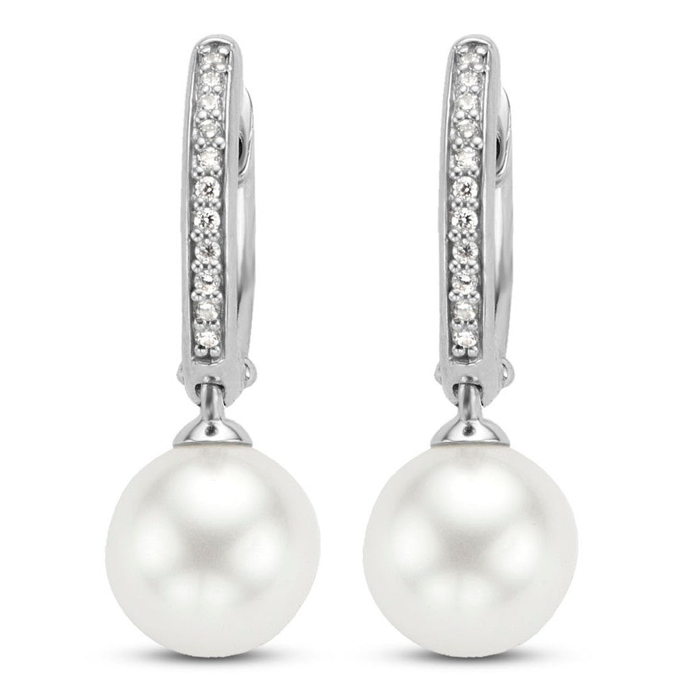 Ti Sento Shell Peal Drop Hoop Earrings