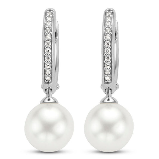 Ti Sento Shell Peal Drop Hoop Earrings