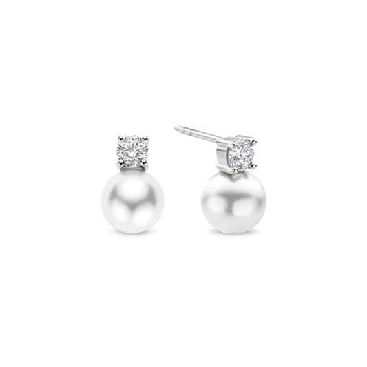 TI SENTO Shell Pearl and CZ Stud Earrings