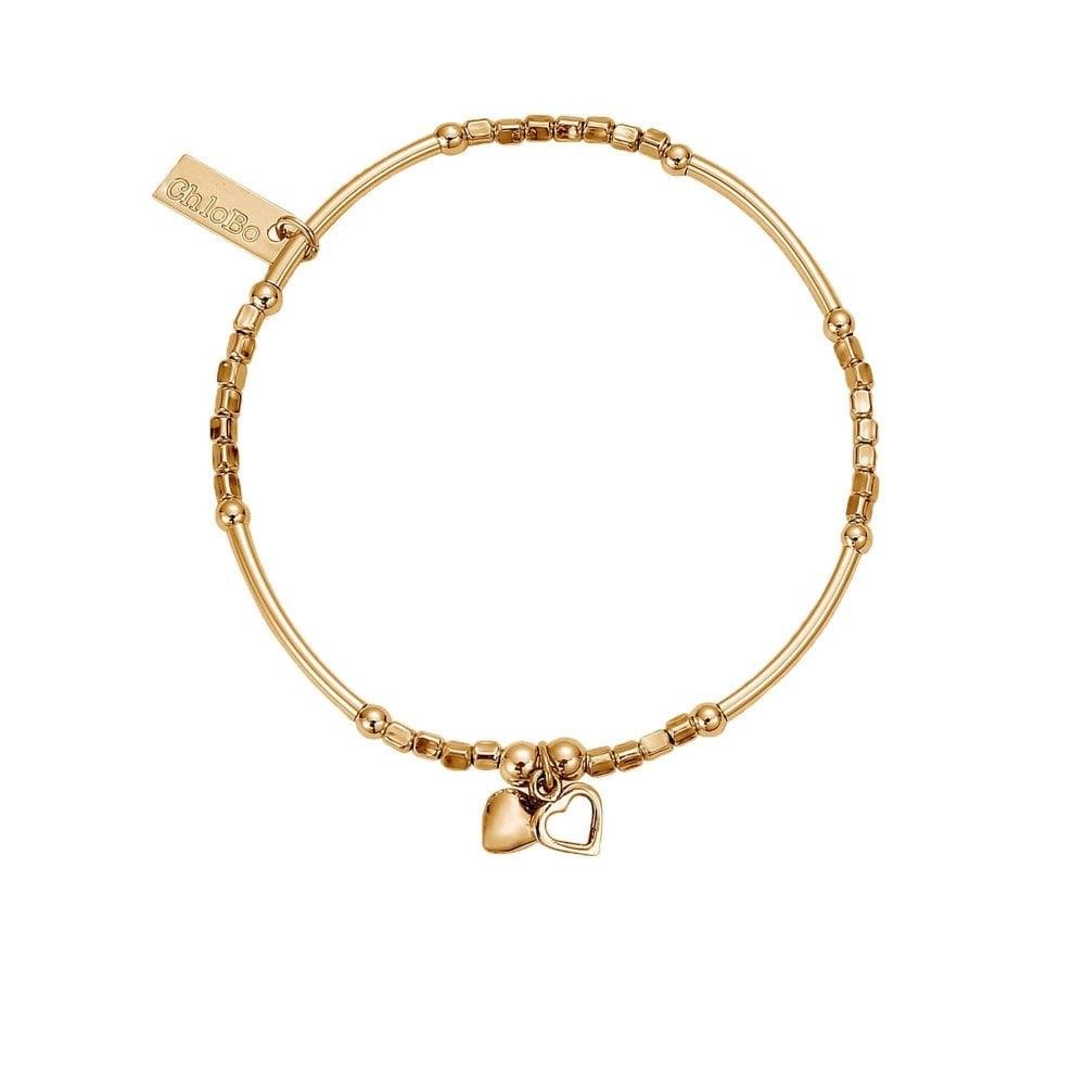 ChloBo Mini Noodle Cube Two Hearts Bracelet