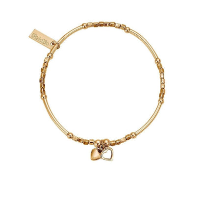 ChloBo Mini Noodle Cube Two Hearts Bracelet