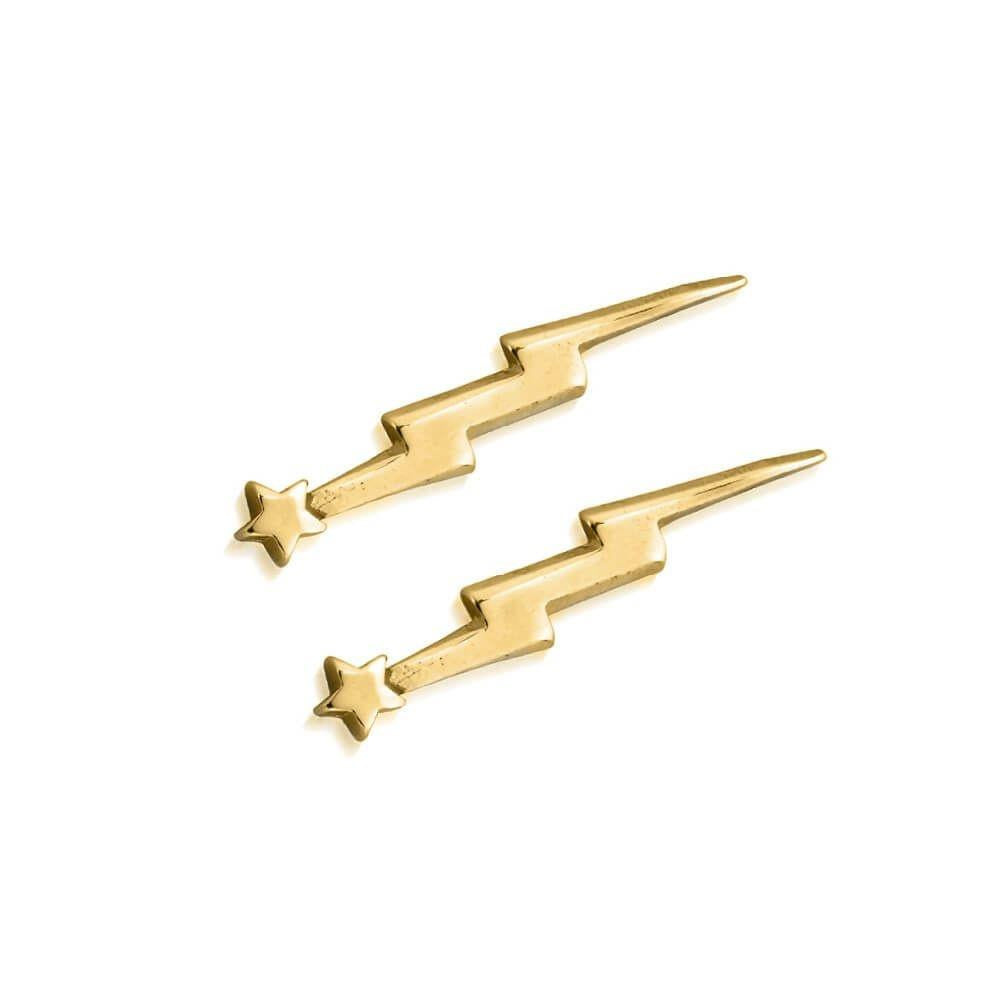 ChloBo Gold Lightning Bolt Cuff Earrings