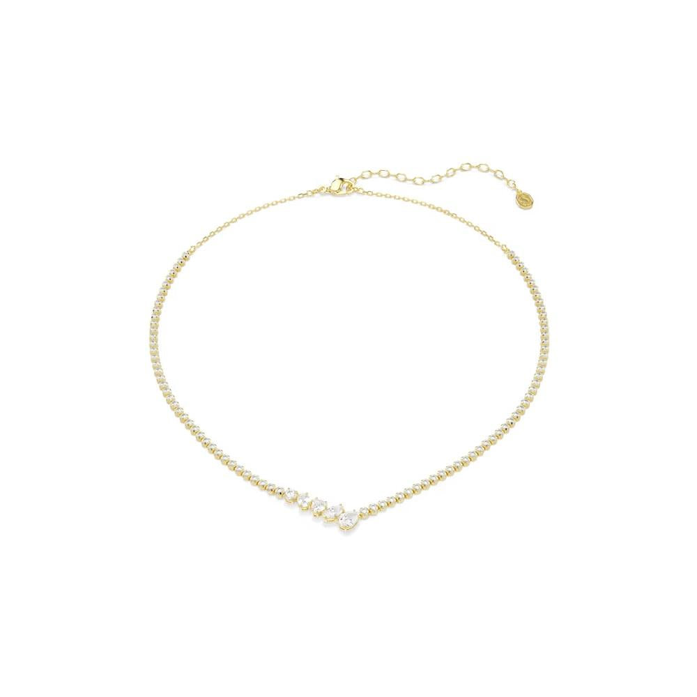 Mesmera necklace, Mixed cuts, White, 18K gold