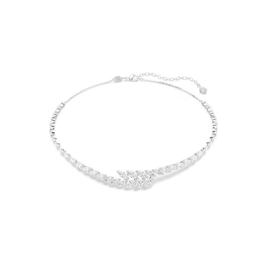Mesmera necklace, Marquise cut, White, Rhodium