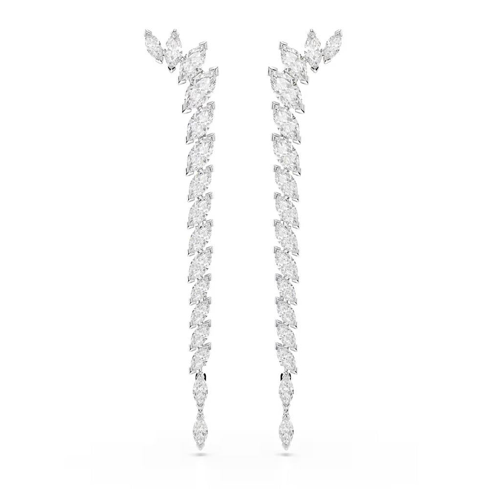 Mesmera earrings, Marquise cut, White, Rhodium