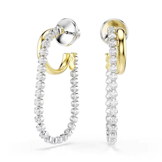Hyperbola earrings, Round cut, White, Mixed metal
