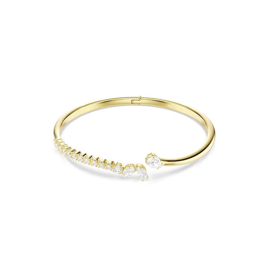 Mesmera bangle, Mixed cuts, White, 18K gold finish