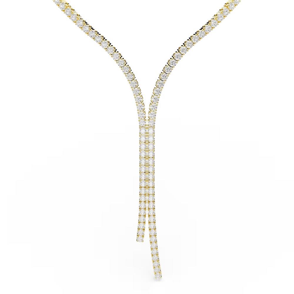 Matrix Y necklace, Round cut, White, 18K gold