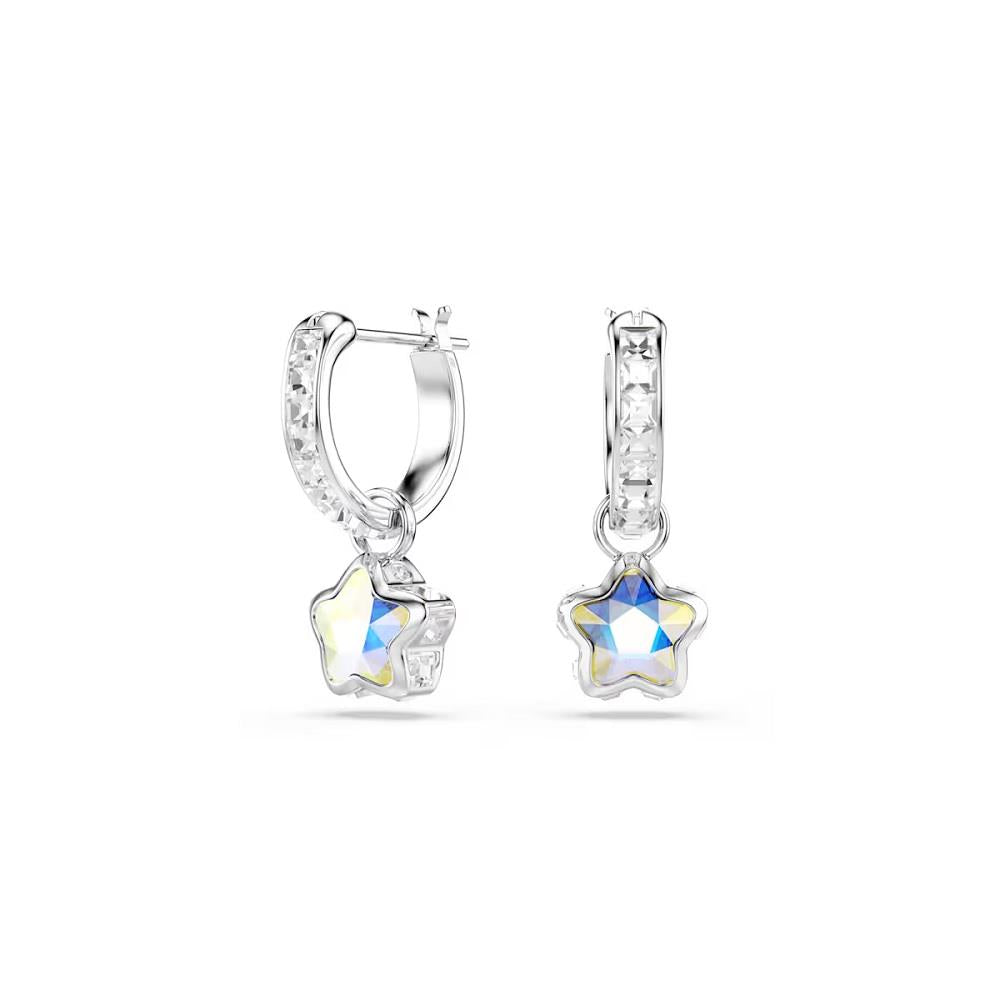 Chroma drop earrings, Mixed cuts, Star, White