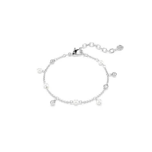 Imber bracelet, Crystal pearl, Round cut, White