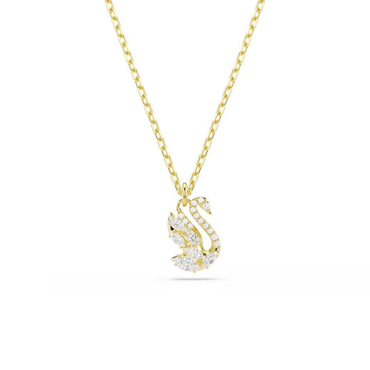 Swan pendant, Mixed cuts, Swan, White, 18K gold