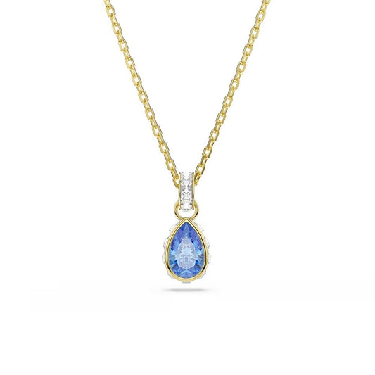 Chroma pendant, Pear cut, Blue, 18K gold finish
