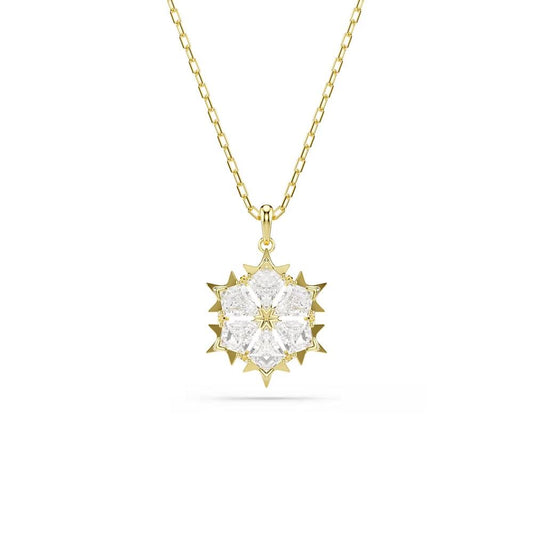 Magic pendant, Mixed cuts, Snowflake, White, 18K