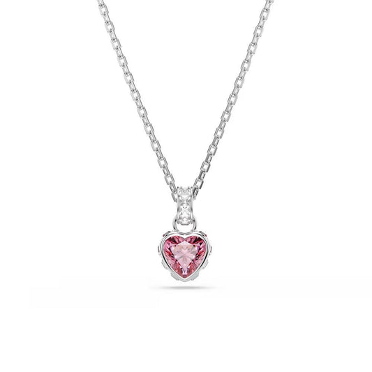 Chroma pendant, Mixed cuts, Pink, Rhodium plated