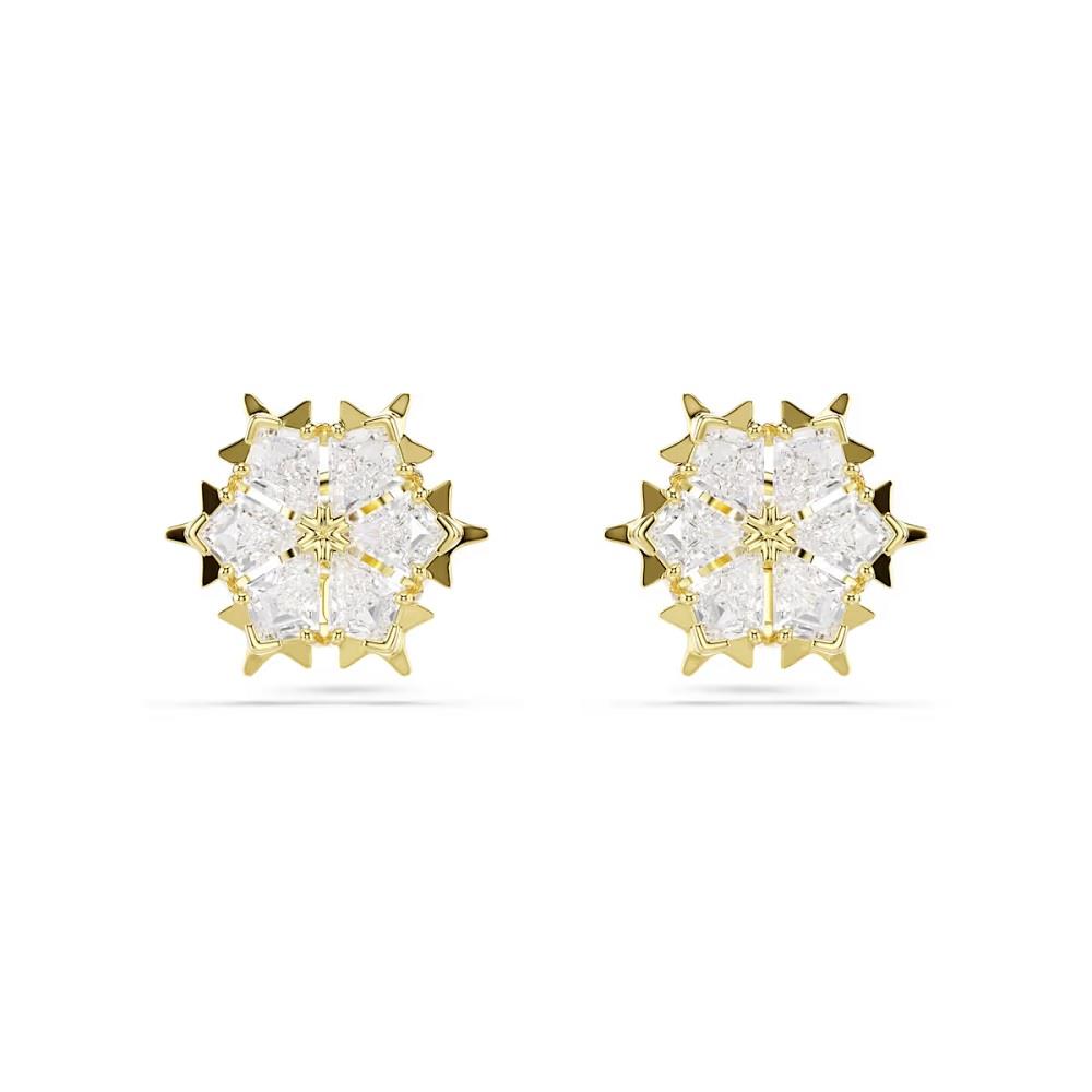 Magic stud earrings, Mixed cuts, Snowflake, White