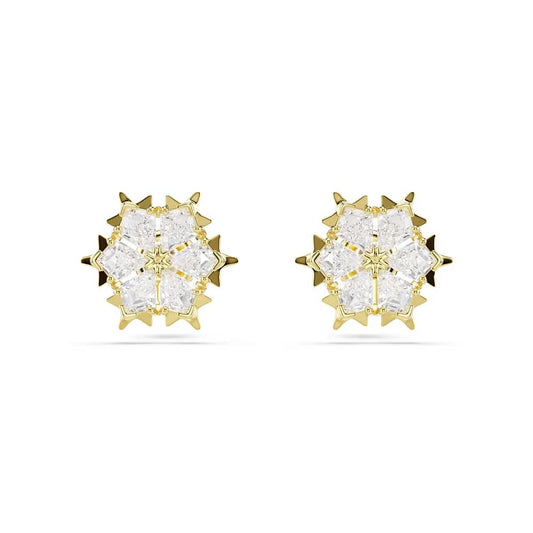 Magic stud earrings, Mixed cuts, Snowflake, White