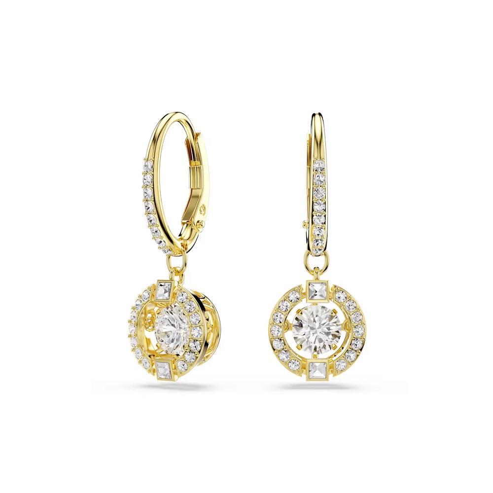 Una Angelic drop earrings, Round cut, White, 18K