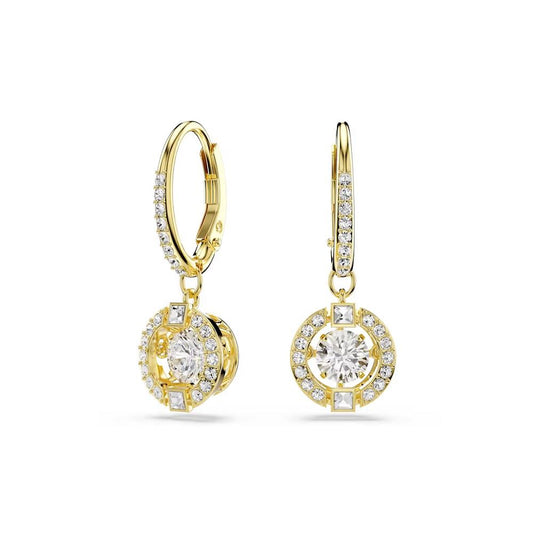 Una Angelic drop earrings, Round cut, White, 18K