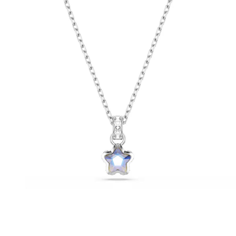 Chroma pendant, Mixed cuts, Star, White, Rhodium
