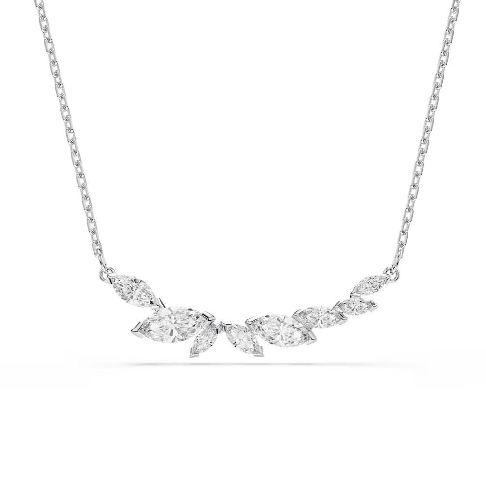 Mesmera necklace, Marquise cut, White, Rhodium
