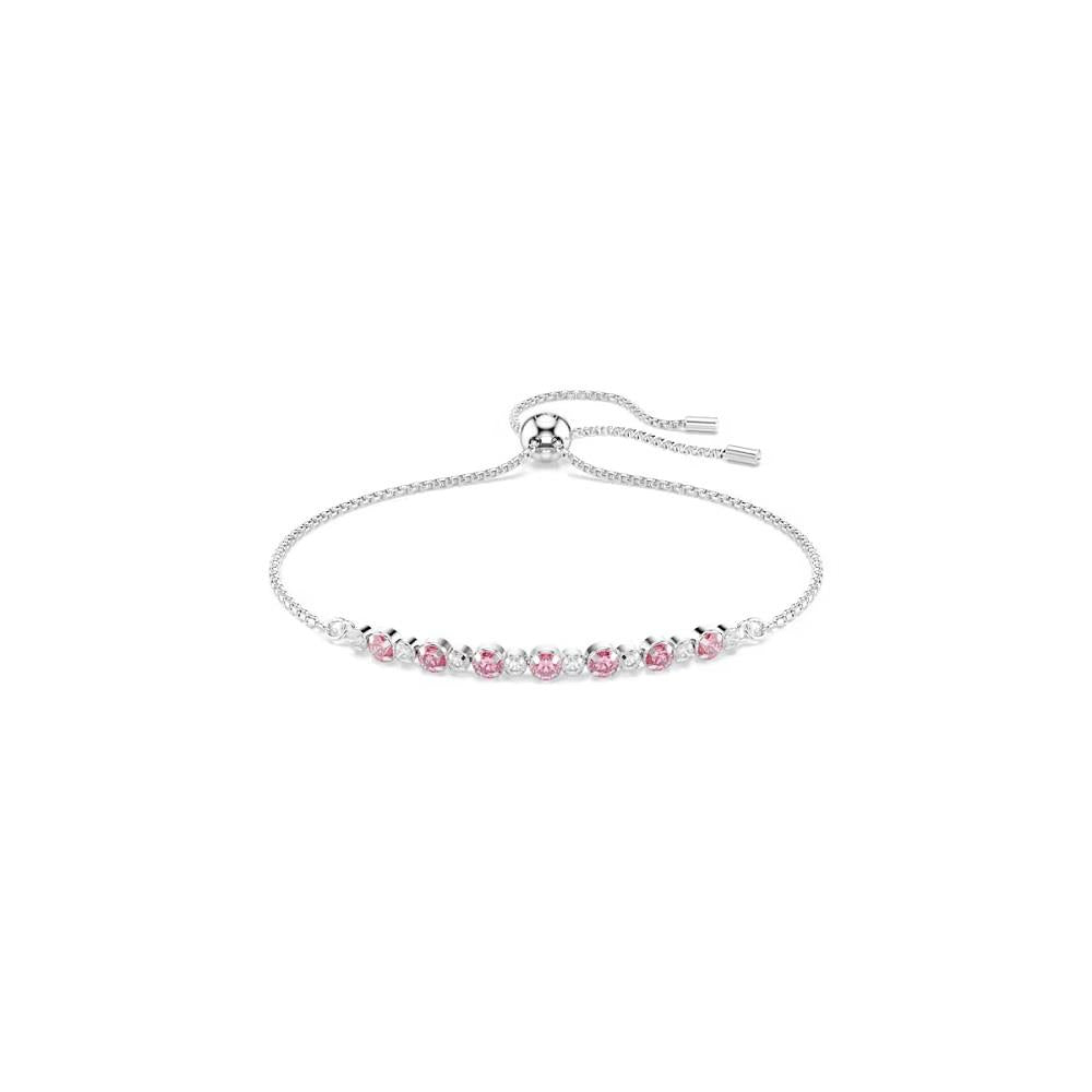 Matrix bracelet, Round cut, Pink, Rhodium plated