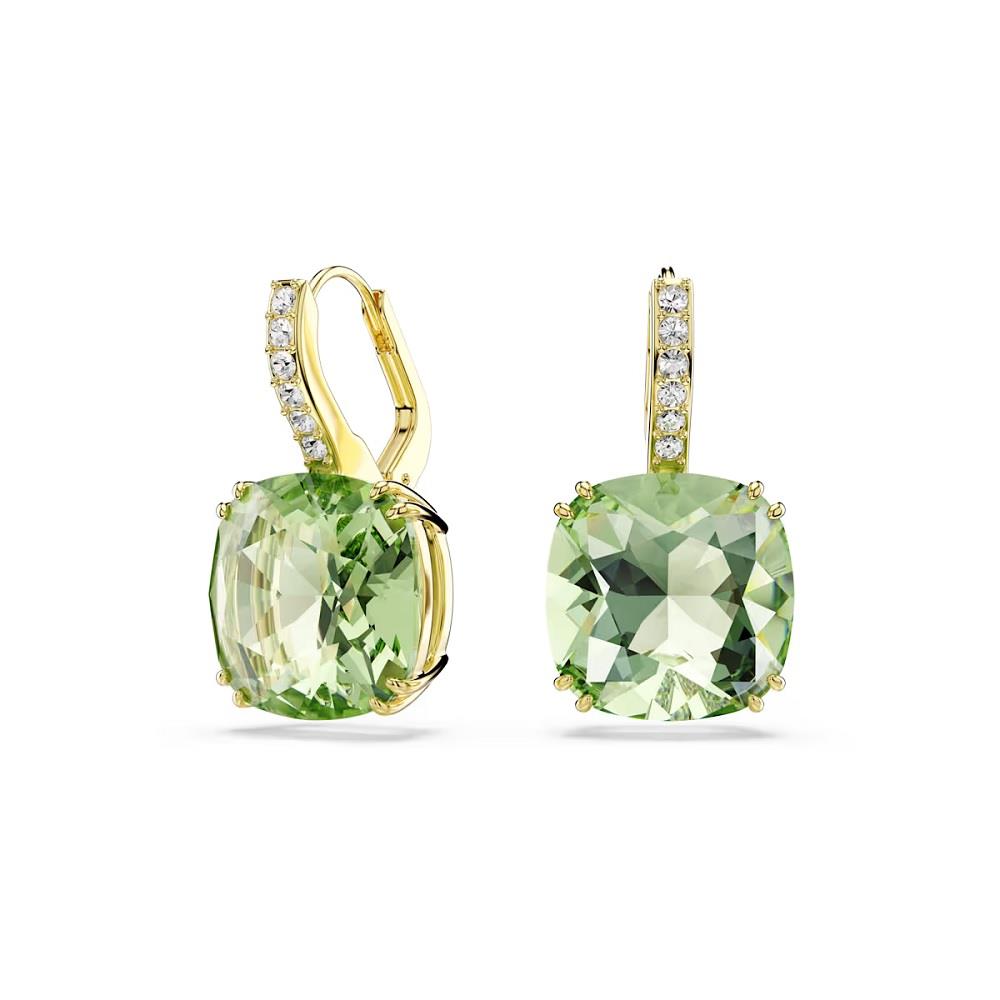 Millenia drop earrings,Cushion cut, Green 18K gold