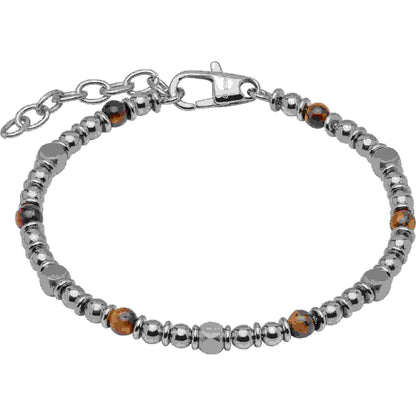Unique Steel and Tigers Eye Gent's Bracelet