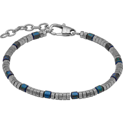 Unique Steel and Blue Hematite Gent's Bracelet