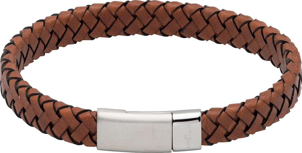 Unique Dark Brown Leather Braided Gent's Bracelet