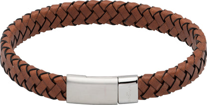 Unique Dark Brown Leather Braided Gent's Bracelet
