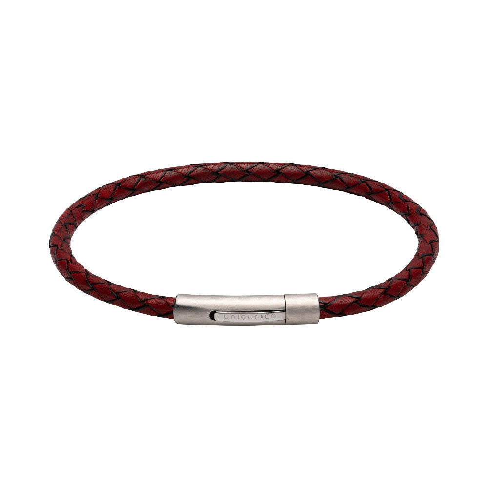 Unique Antique Red Leather Gent's Bracelet