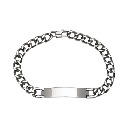 Unique Stainless Steel I D Gents Curb Bracelet