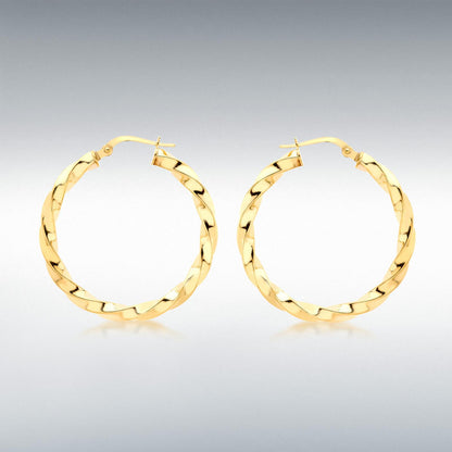 9ct Yellow Gold 30mm Twist Creole Earrings
