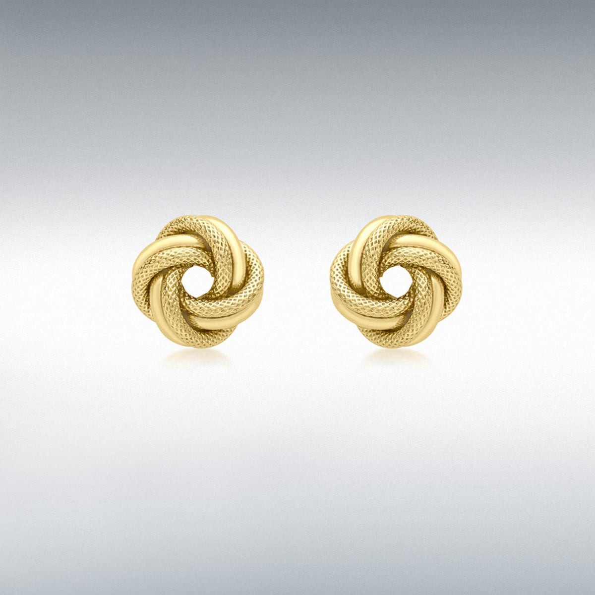 9ct Yellow Gold Textured Polished Knot Earrings