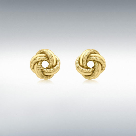 9ct Yellow Gold Textured Polished Knot Earrings